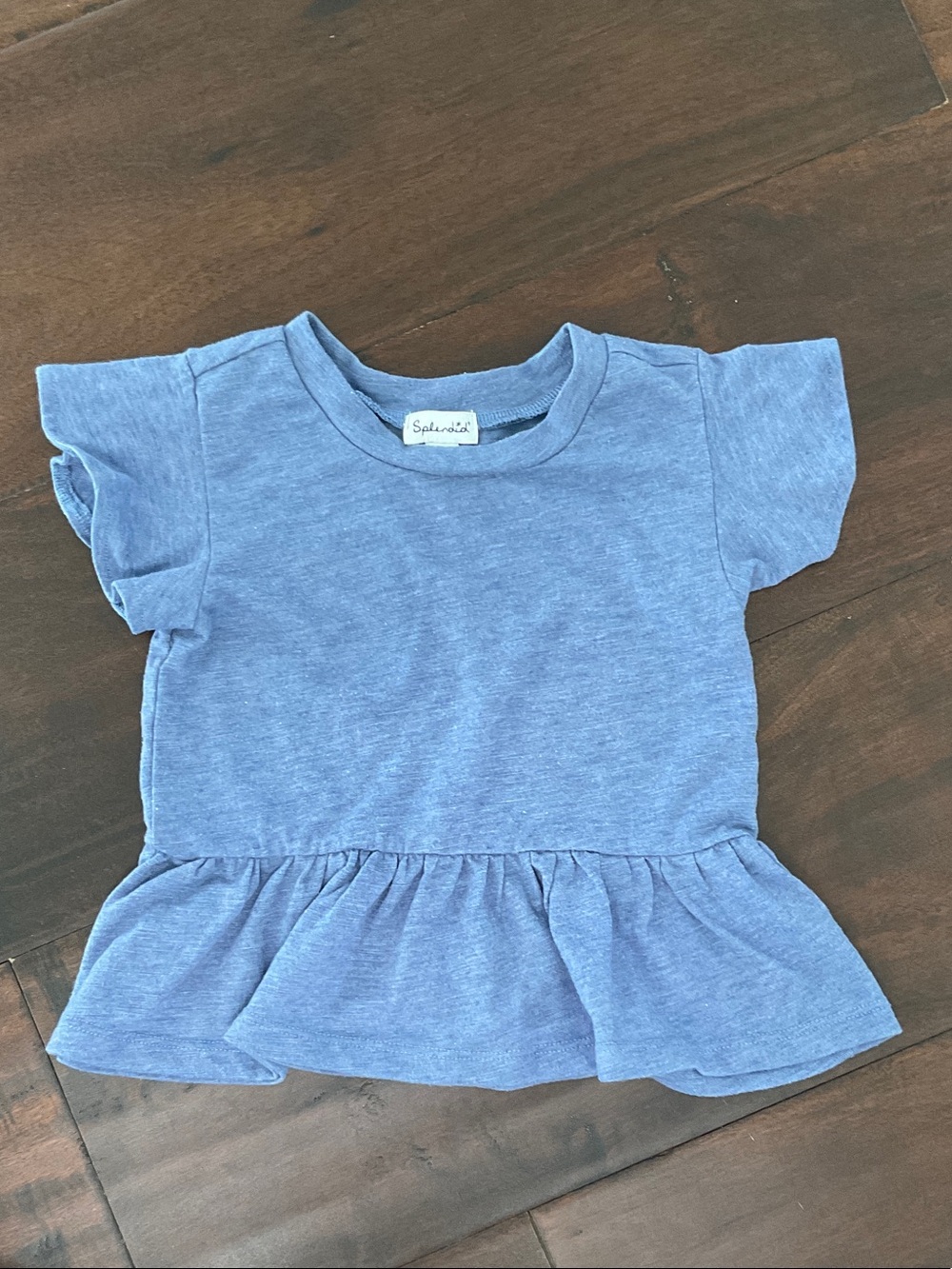 Splendid Girls' Heather Blue Flutter Sleeve Ruffle Top